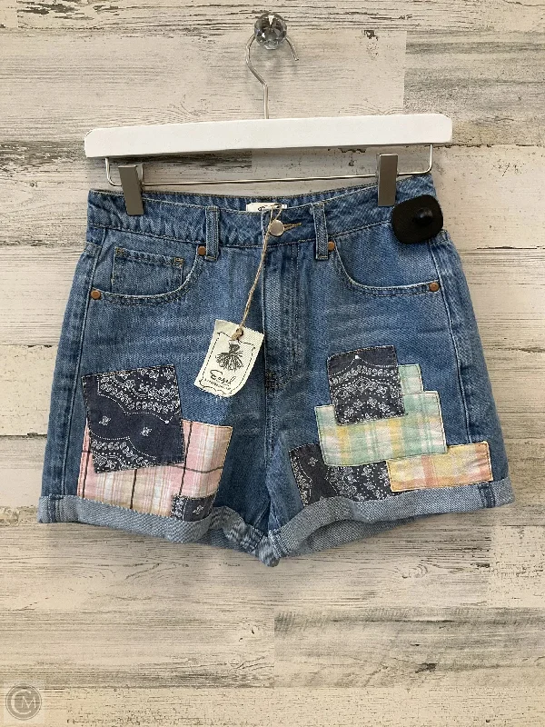 Warm Men's Fleece-Lined PantsShorts By Easel In Blue Denim, Size: 4