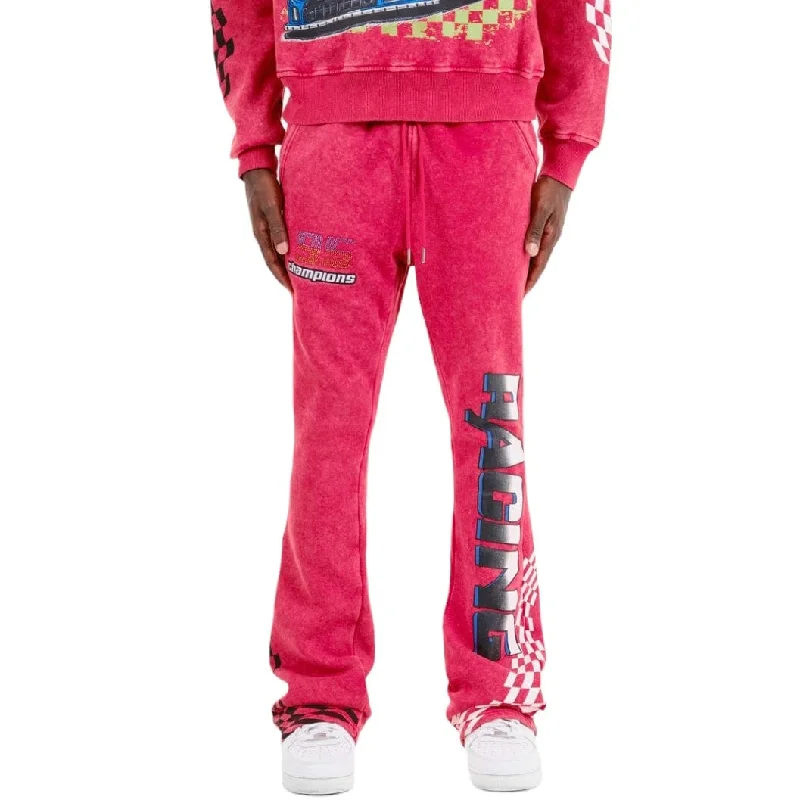 Men's Pants with Embroidered DesignsCopper Rivet Racing Stacked Pants (Red) 431583-RD