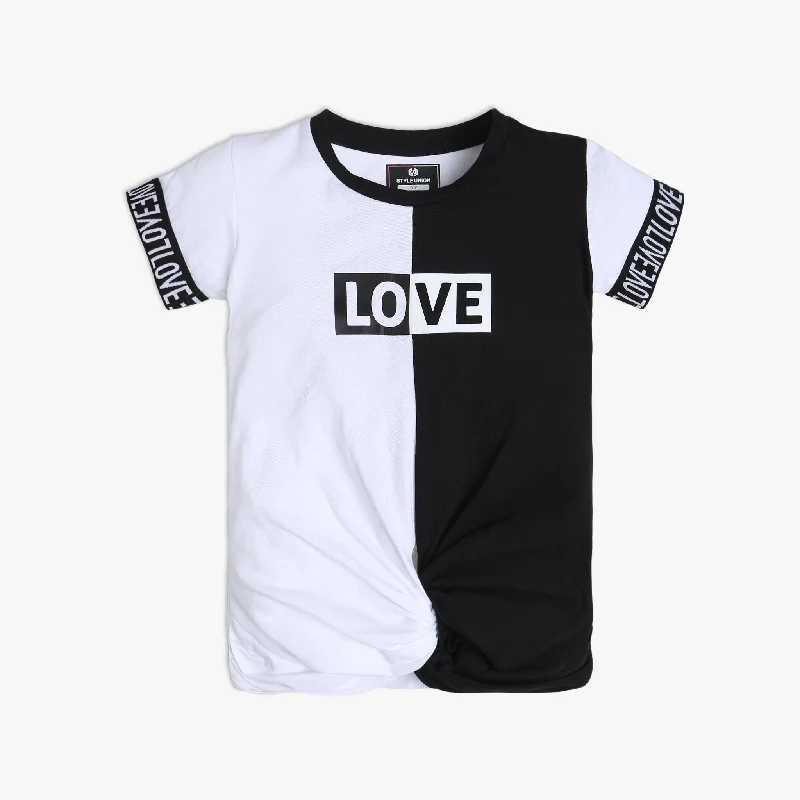 Men's Shirts with Cowl NecksGirl's Regular Fit Printed T-Shirt