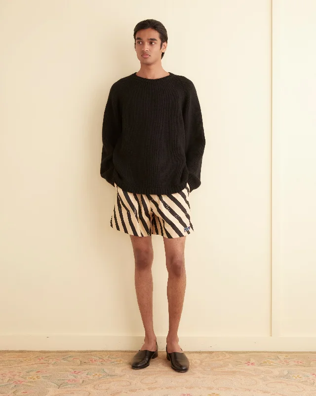 Men's Pants with Appliqué DetailsDomino Stripe Shorts