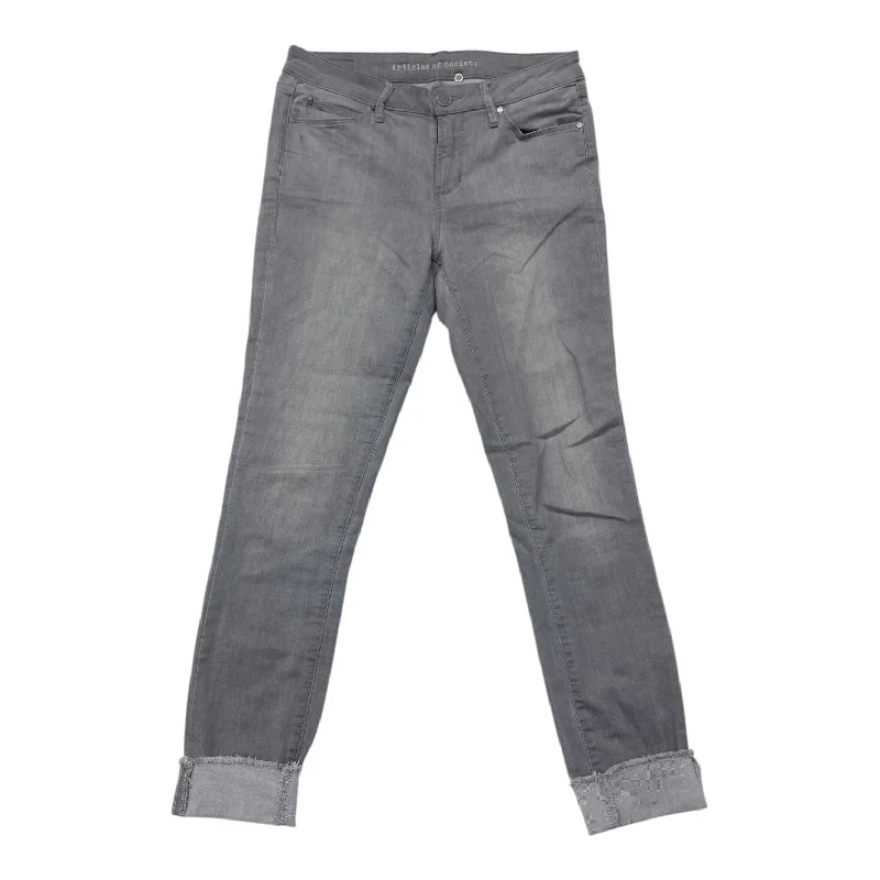 Leather Patch Men's JeansJeans Cropped By Articles Of Society In Grey Denim, Size:6