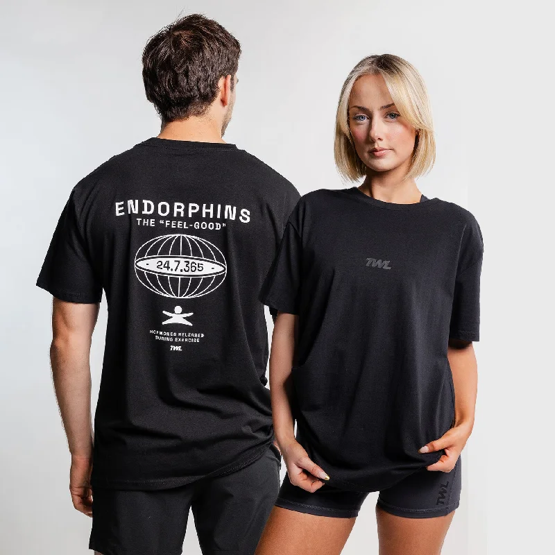 Men's Shirts with Mock NecksTWL - OVERSIZED T-SHIRT - ENDORPHINS - TRIPLE BLACK