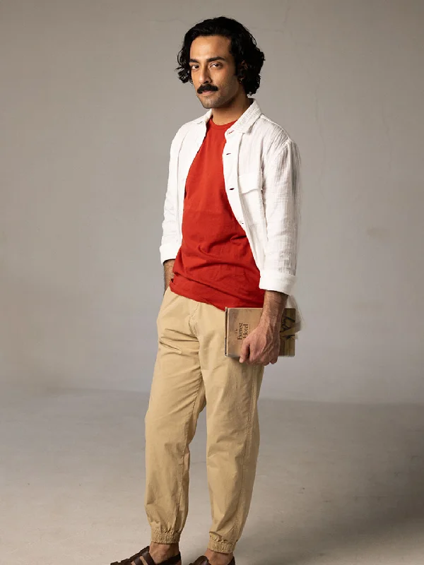 Men's Pants with Belt LoopsMen's Khaki Cotton Jogger
