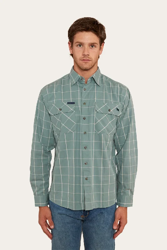 Men's French-Cuff Shirts for a Sophisticated EdgeRichmond Mens Full Button Work Shirt - Sea Green