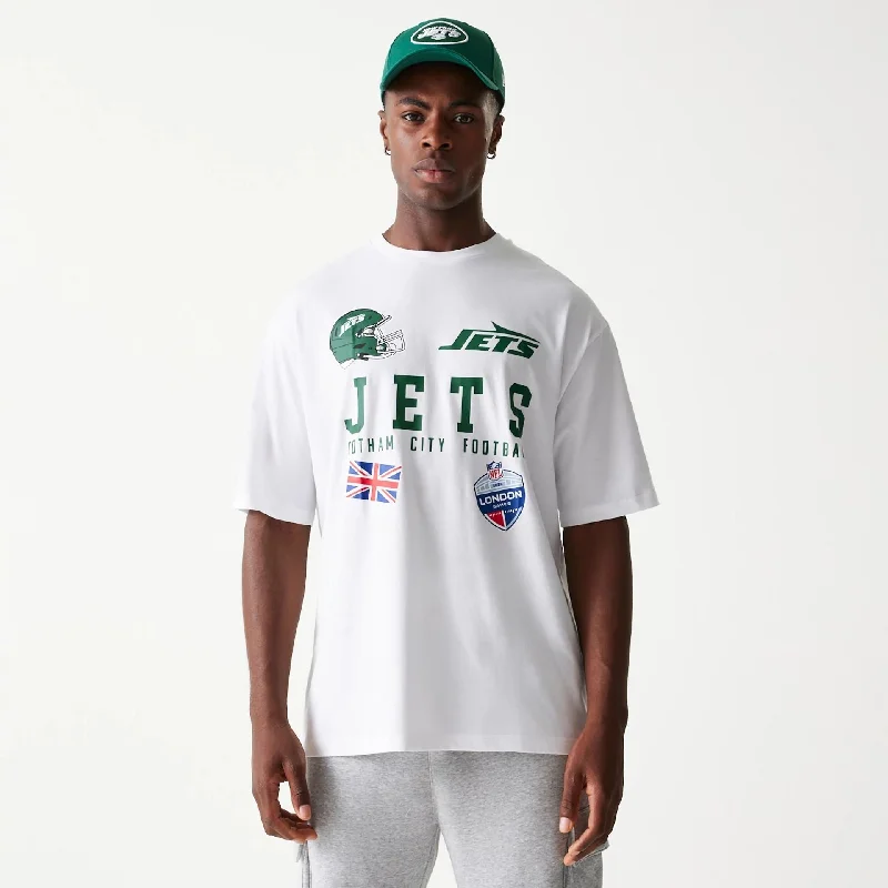 Men's Shirts with Contrast CollarsNew York Jets NFL Games Collegiate White Oversized T-Shirt