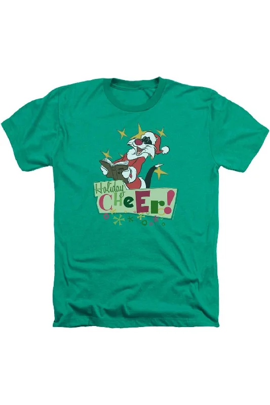Men's Shirts with Appliquéd SleevesLooney Tunes Cheer Sylvester Adult Heather Tee / T-Shirt