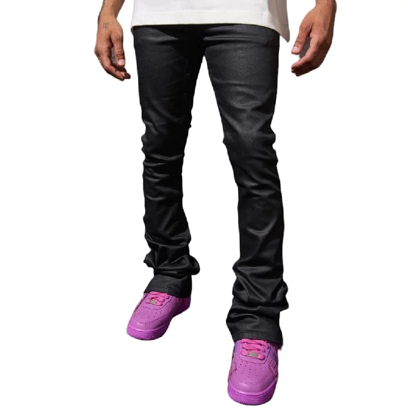 Men's High-Waisted Pants for a Retro StyleSerenede Caviar Wax Stacked Jean (Black) CWSJ-BLK