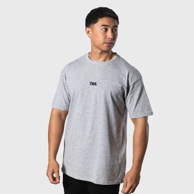 Men's Shirts with Adjustable HemlinesTWL - OVERSIZED T-SHIRT - LIGHT GREY MARL/BLACK