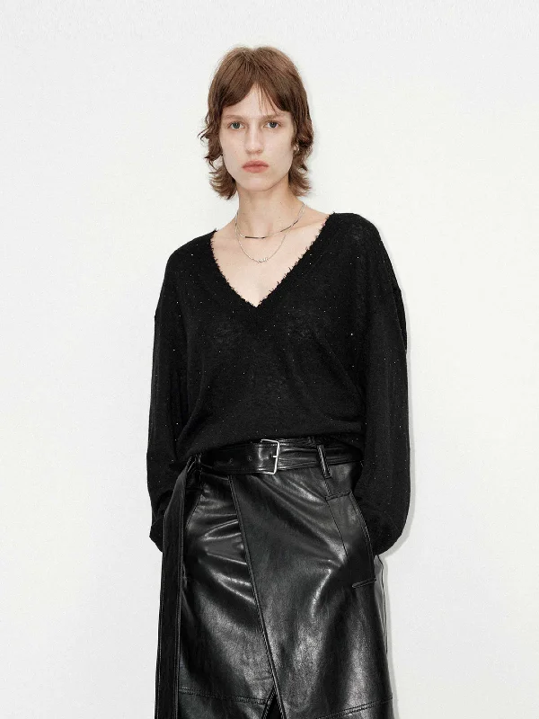 Loose V-neck Knit Sweater