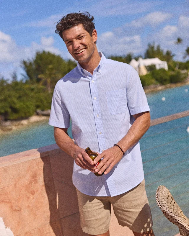 Casual Men's Button-Down ShirtsFolly Field Stripe Seersucker Short Sleeve Sport Shirt