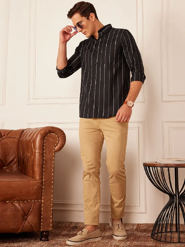 Men's Designer Shirts for a Statement PieceDENNISON Smart Striped Button-Down Collar Casual Shirt