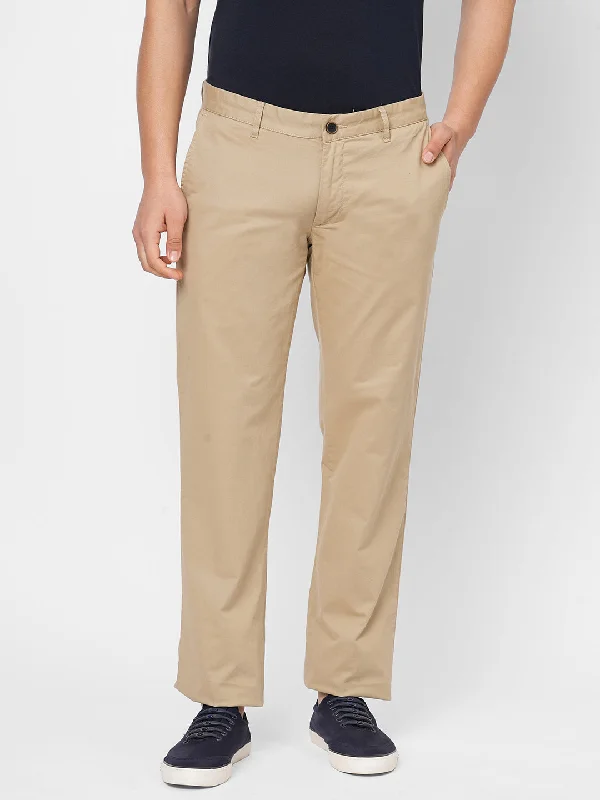 Men's Pants with Stain-Resistant TreatmentMen's Khaki Cotton Lycra Regular Fit Pant