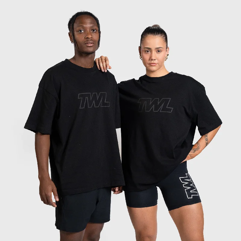 Men's Shirts with Geometric PatternsTWL - OVERSIZED TRAINING T-SHIRT - ATHLETE - BLACK