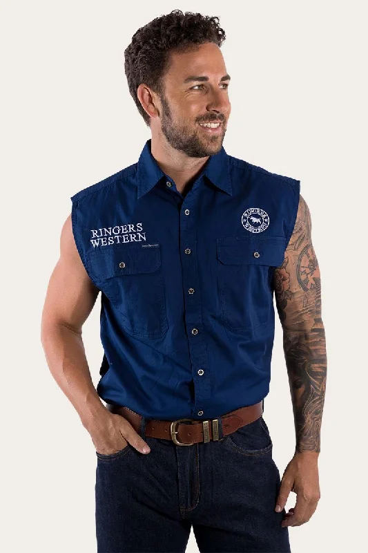Men's Thermal Shirts for Winter WarmthHawkeye Mens Sleeveless Work Shirt - Navy/White