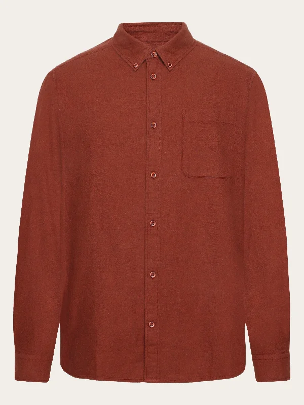 Men's Rugby Shirts for a Sporty LookRegular fit melangé flannel shirt - Fired Brick