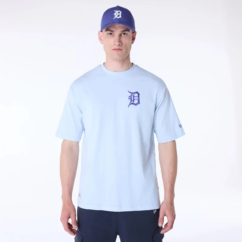 Men's Shirts with Contrast StitchingDetroit Tigers MLB League Essential Pastel Blue Oversized T-Shirt
