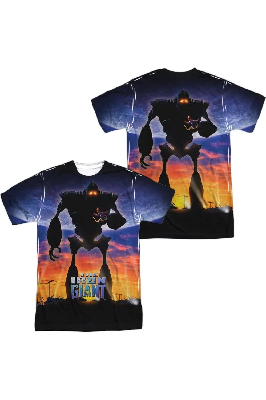 Men's Shirts with Patchwork SleevesIron Giant Giant Poster (Front/Back Print) Short Sleeve Adult 100% Poly Crew Tee / T-Shirt