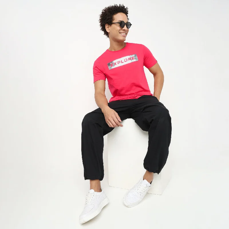 Men's Shirts with Asymmetrical HemlinesThree 3 Dimension Reflective Graphic in Cotton Stretch Jersey - Regular Fit T-Shirt