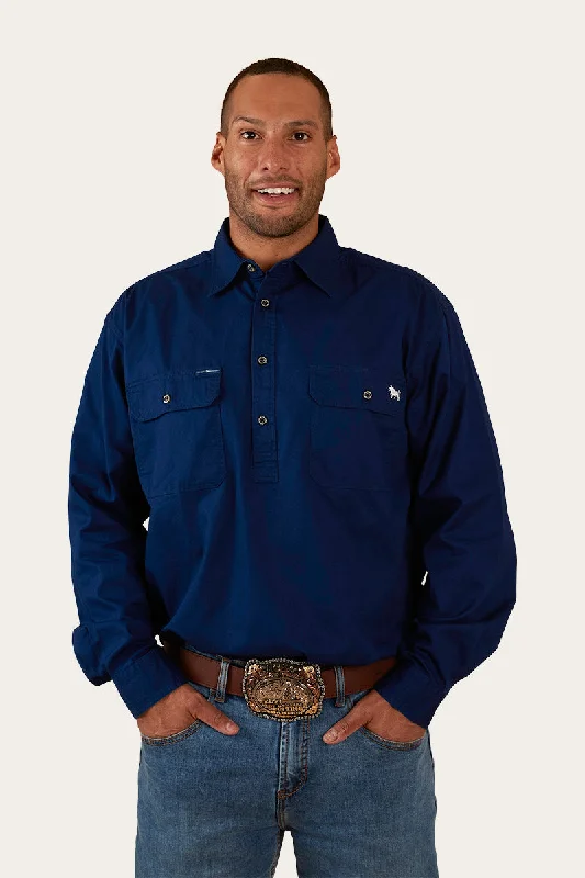 Men's Easy-Care Shirts for Busy LifestylesKing River Mens Half Button Work Shirt - Navy