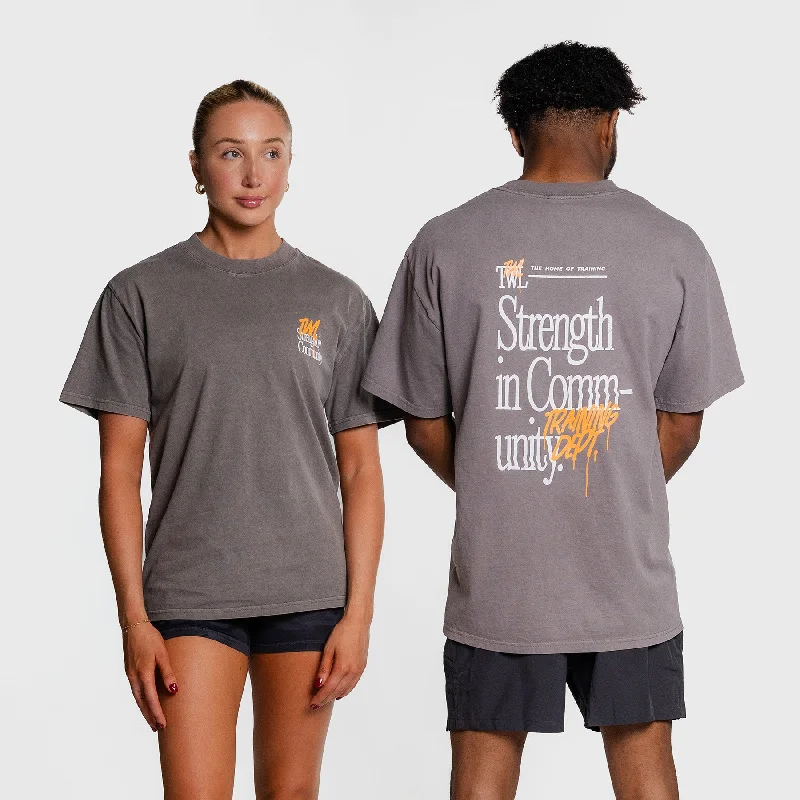 Men's Shirts with Drawstring WaistbandsTWL - LIFESTYLE OVERSIZED T-SHIRT - STRENGTH IN COMMUNITY - FADED GREY/ORANGE