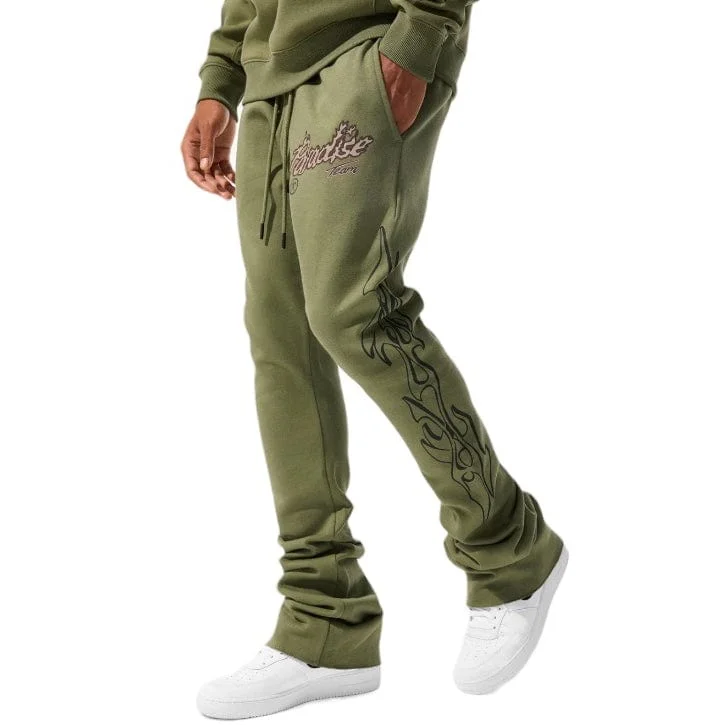 Men's Pants with Elastic CuffsJordan Craig Paradise Tour Stacked Sweatpants (Sage) 8241L