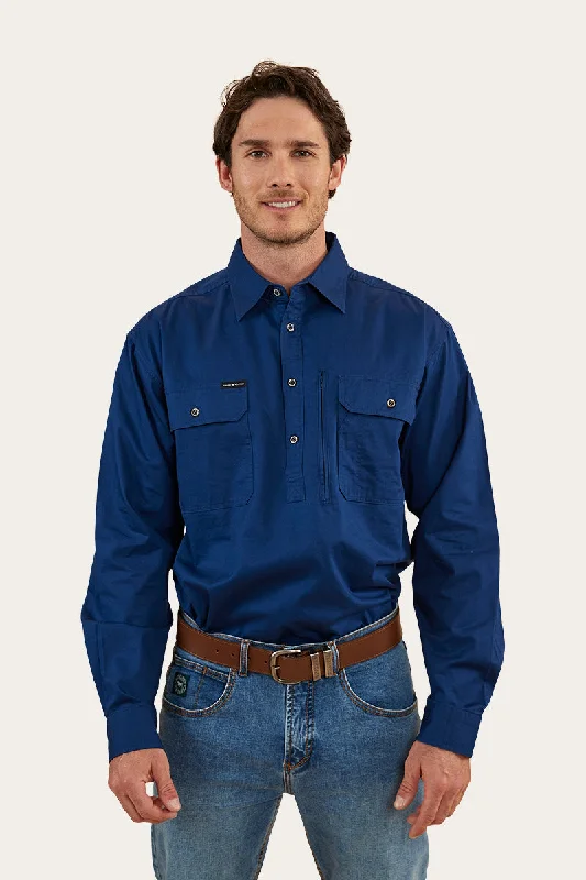 Men's Versatile Dress Shirts for Multiple OccasionsTempest Mens Half Button Work Shirt - Navy