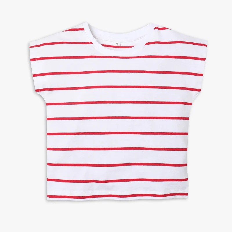 Patterned Men's Hawaiian ShirtsGirls Boxy Fit Striped T-Shirt