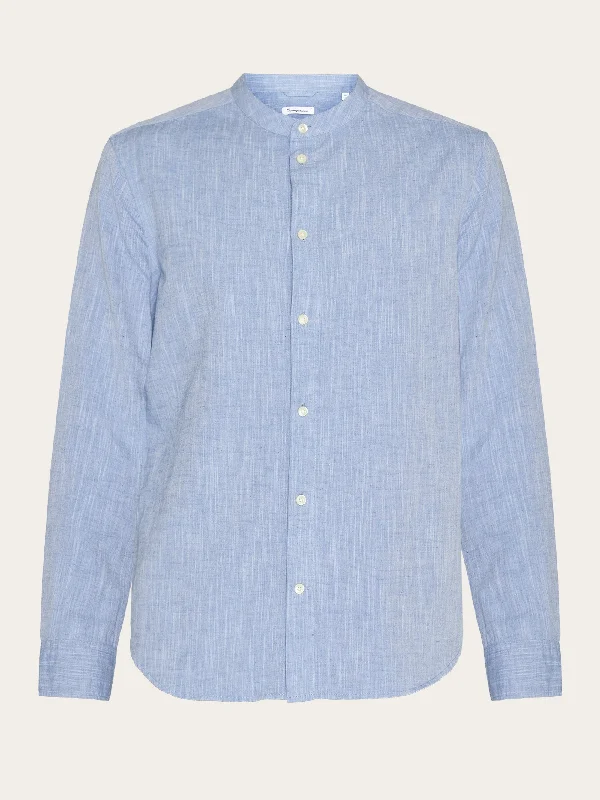 Men's Patterned Button-Down Shirts for Added InterestCustom fit linen stand collar shirt - Moonlight Blue
