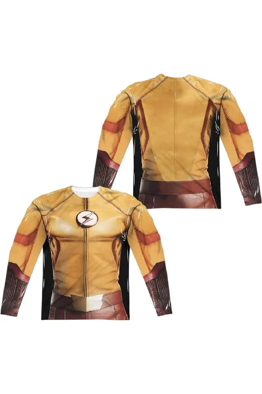 Men's Shirts with Hidden PocketsFlash Kid Flash Uniform (Front/Back Print) Long Sleeve Adult Poly Crew Tee / T-Shirt