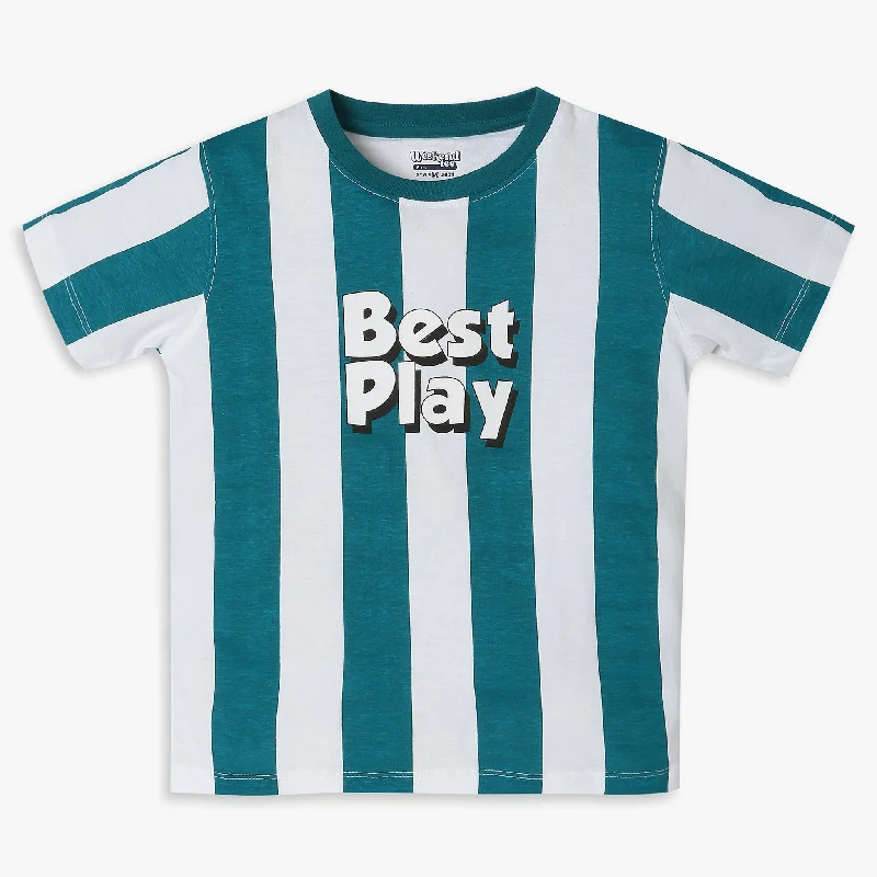 Men's Shirts with Embellished CollarsBoys Regular Fit Striped T-Shirt