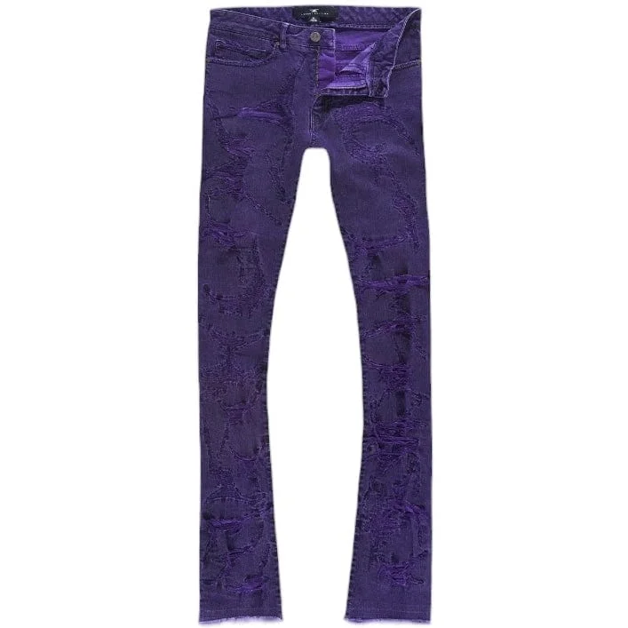 Men's Patterned Pants with Geometric DesignsJordan Craig Martin Stacked Santorini Denim (Purple) JTF1178
