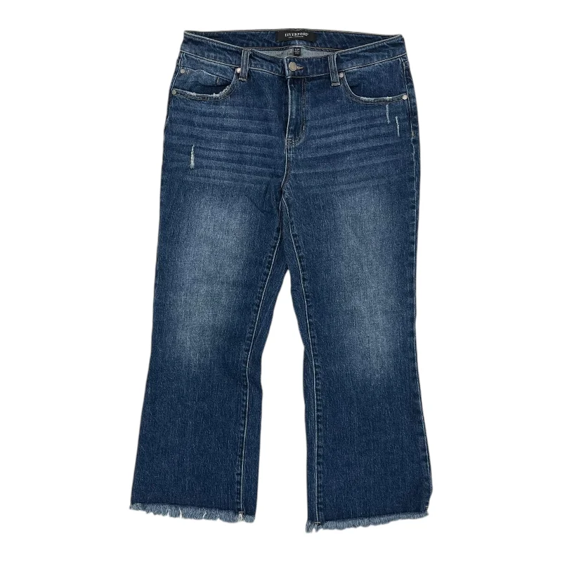 XL Men's JeansJeans Cropped By Liverpool In Blue Denim, Size:8