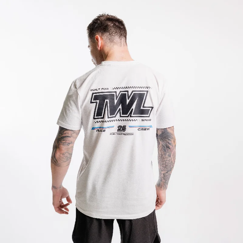 Men's Shirts with Drawstring WaistbandsTWL - EVERYDAY T-SHIRT - RACE TO WIN - WHITE/BLACK