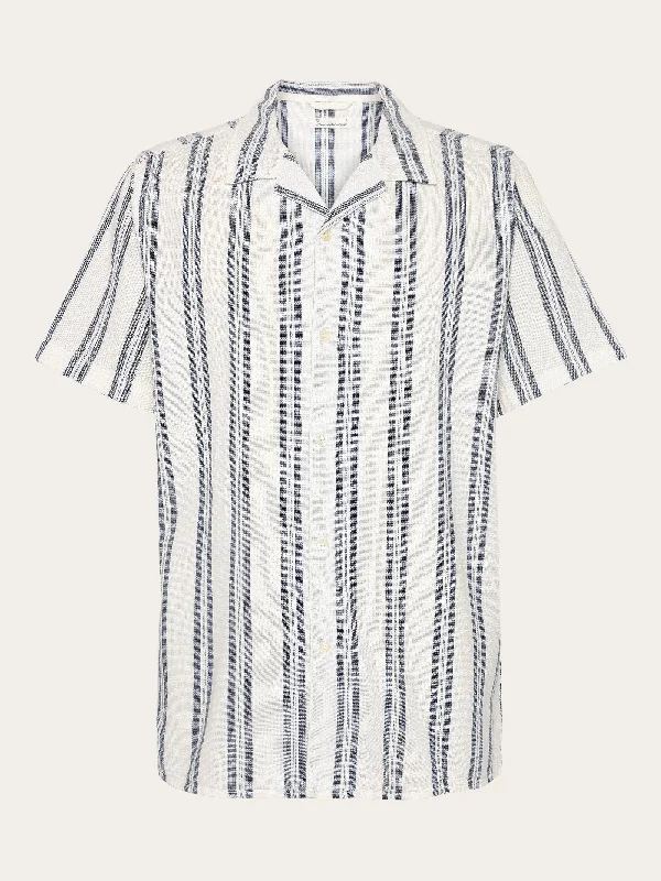 Men's Plaid Shirts for a Country CharmBox short sleeve striped cotton shirt GOTS/Vegan - Blue stripe