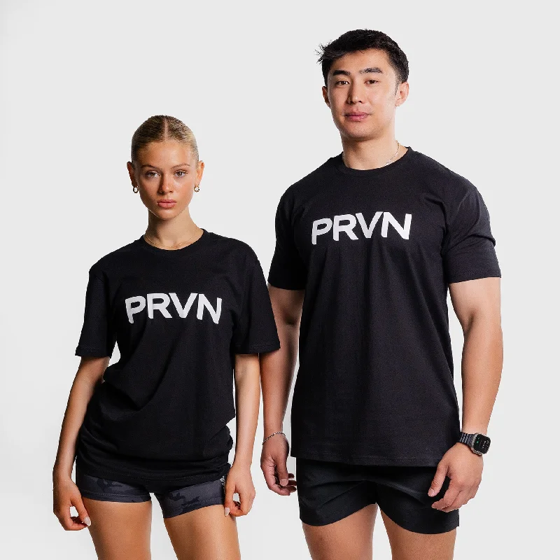 Warm Men's Fleece-Lined TopsPRVN - STAPLE T-SHIRT - BLACK/WHITE