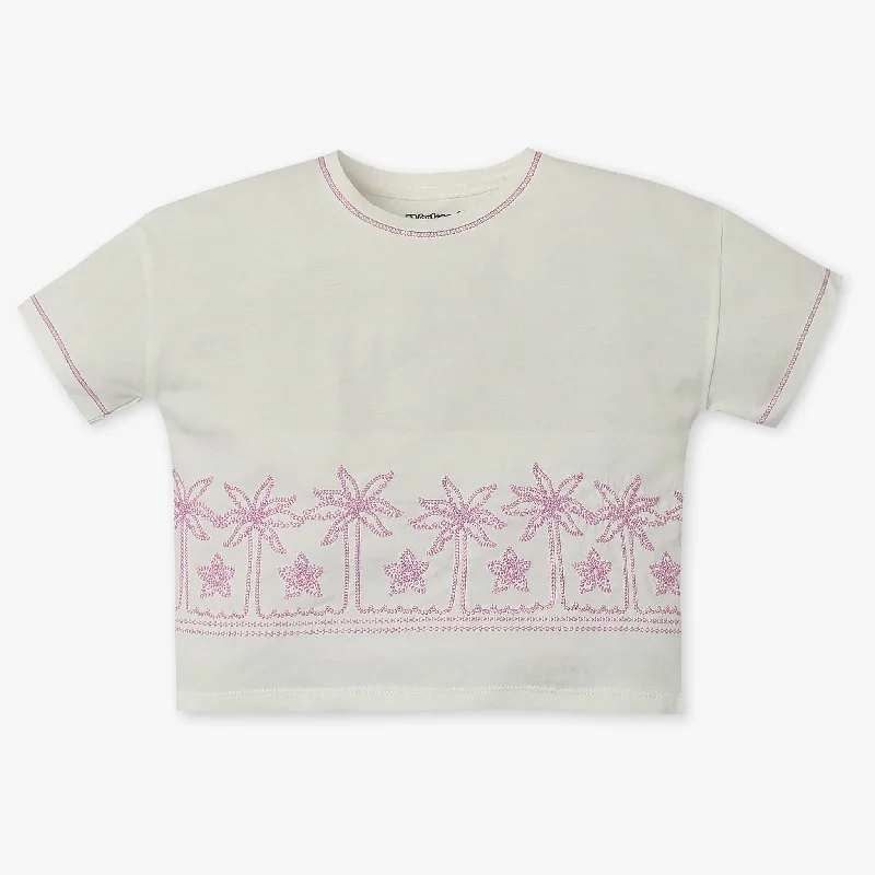 Men's Shirts with Single-Breasted DesignsGirls Regular Fit Embroidered T-Shirt
