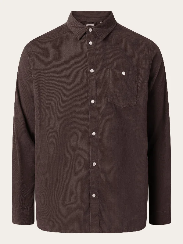 Men's Monochrome Shirts for a Minimalist VibeRegular fit corduroy shirt - Chocolate Plum
