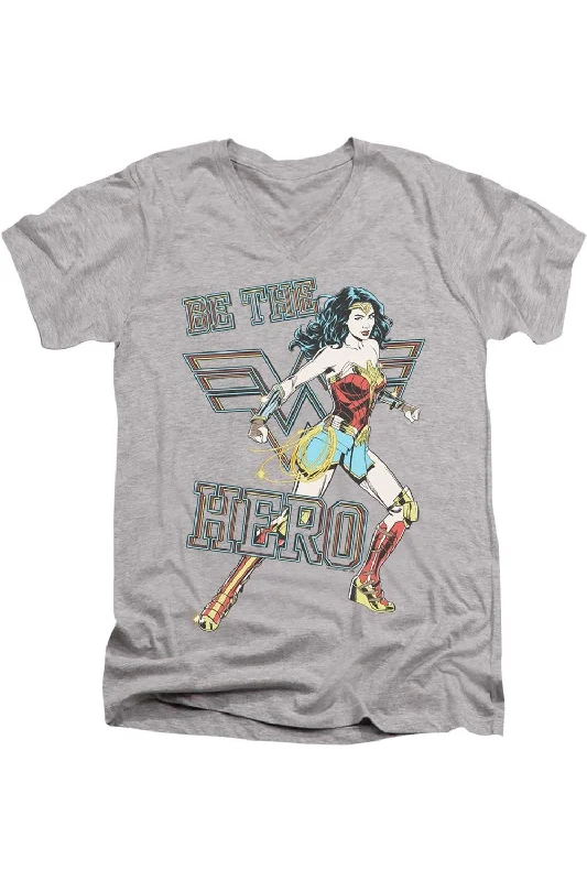 Men's Shirts with Mandarin CollarsWonder Woman 84 Be The Hero Short Sleeve Adult V Neck Premium Cotton Tee / T-Shirt