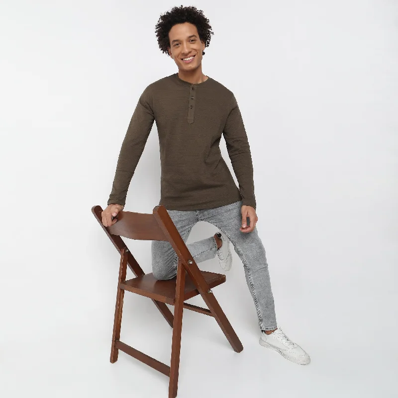 Men's Shirts with Embellished SleevesRegular Fit Structured T-Shirt