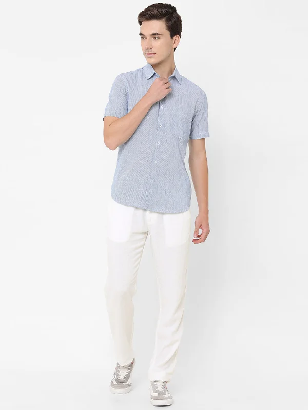Men's Casual Pants for Everyday WearMen's White Cotton Linen Regular Fit Draw String Pant