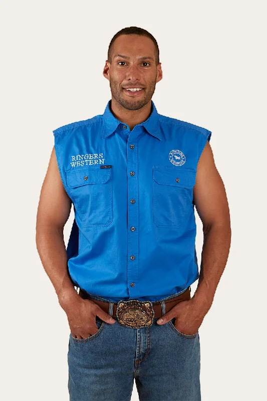 Men's Wrinkle-Free Shirts for Easy CareHawkeye Mens Sleeveless Work Shirt - Blue/White