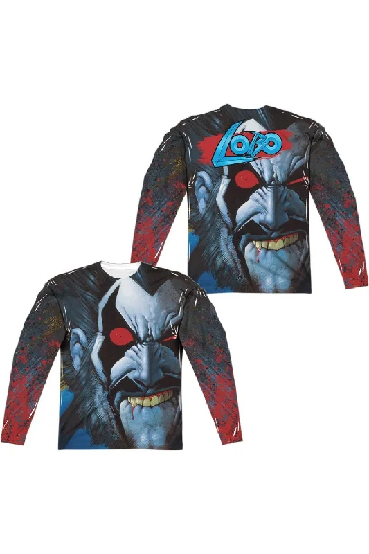 Men's Shirts with Hidden PocketsJustice League of America Bit Lip (Front/Back Print) Long Sleeve Adult Poly Crew Tee / T-Shirt
