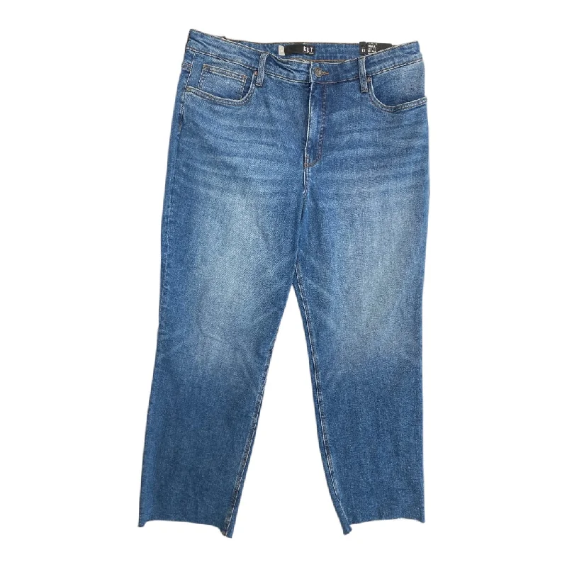Casual Ripped Men's JeansJeans Wide Leg By Kut In Blue Denim, Size:16