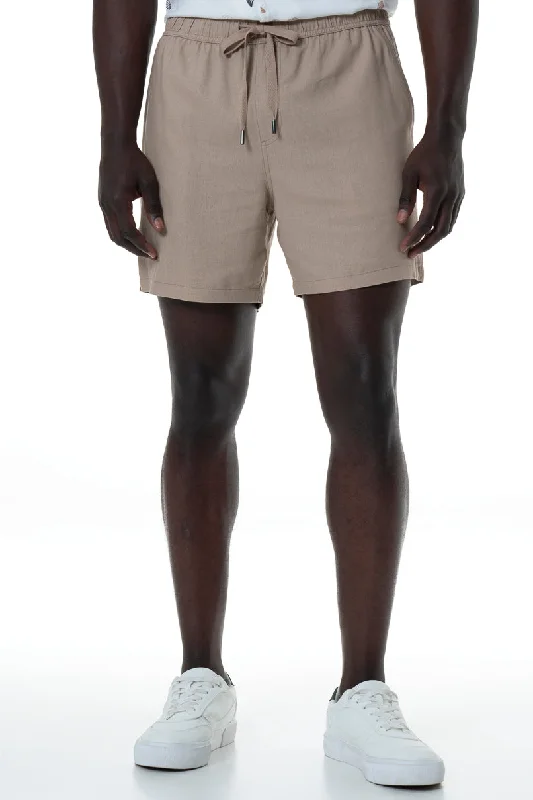 Men's Pants with Ripped and Distressed DetailsPull On Shorts _ 151871 _ Biscuit