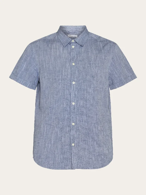 Men's Luxury Shirts for High-End FashionCustom fit linen short sleeve shirt - Total Eclipse