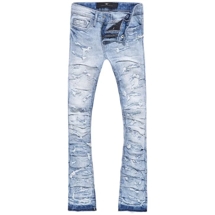Men's Zippered Pants for SecurityKids Jordan Craig Stacked Ripple Effect Denim (Sky Blue) JTF1157K