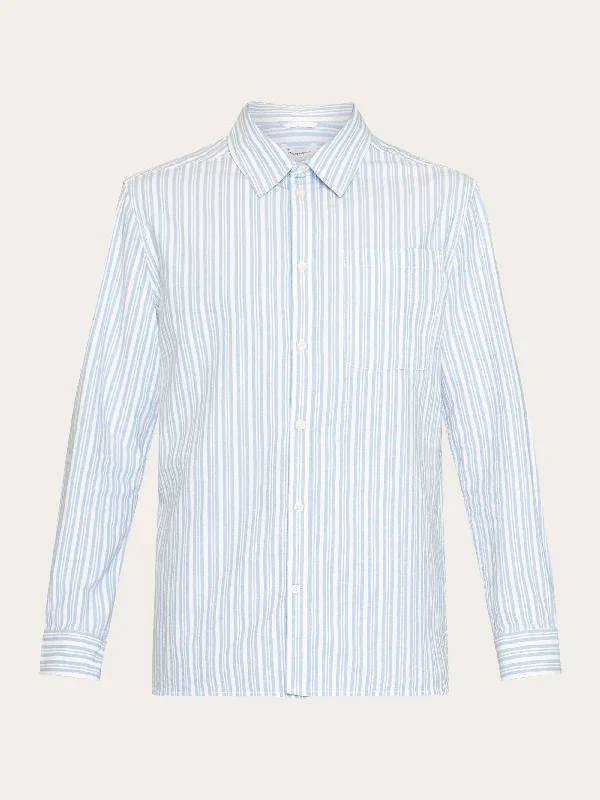 Layered Men's Henley ShirtsLoose striped slub canvas shirt - GOTS/Vegan - Blue stripe