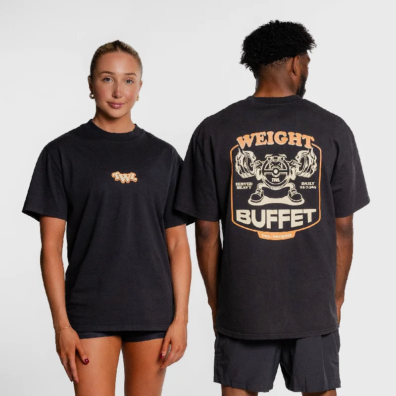 Men's Shirts with Tab CollarsTWL - LIFESTYLE OVERSIZED T-SHIRT - WEIGHT BUFFET - FADED BLACK