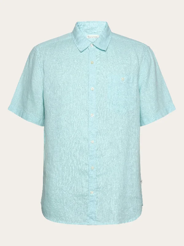 Men's Stain-Resistant Shirts for Mess-Free WearCustom fit linen short sleeve shirt - Aqua-Esque