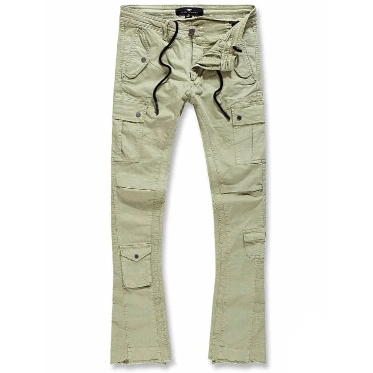 Men's Pants with Elastic CuffsJordan Craig Sean Stacked Flare Flight Cargo Pants (Sage) JTF216